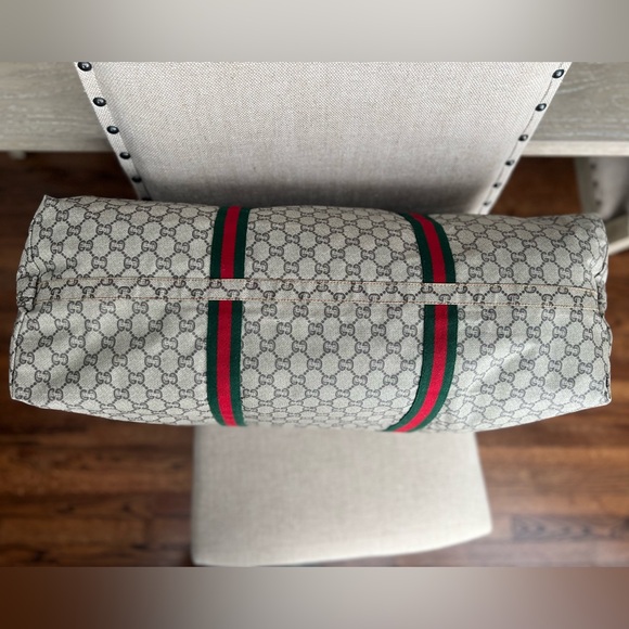 GUCCI Plus Monogram Weekender Travel Bag Web Duffle Bag Great Used Condition COA - Picture 7 of 15